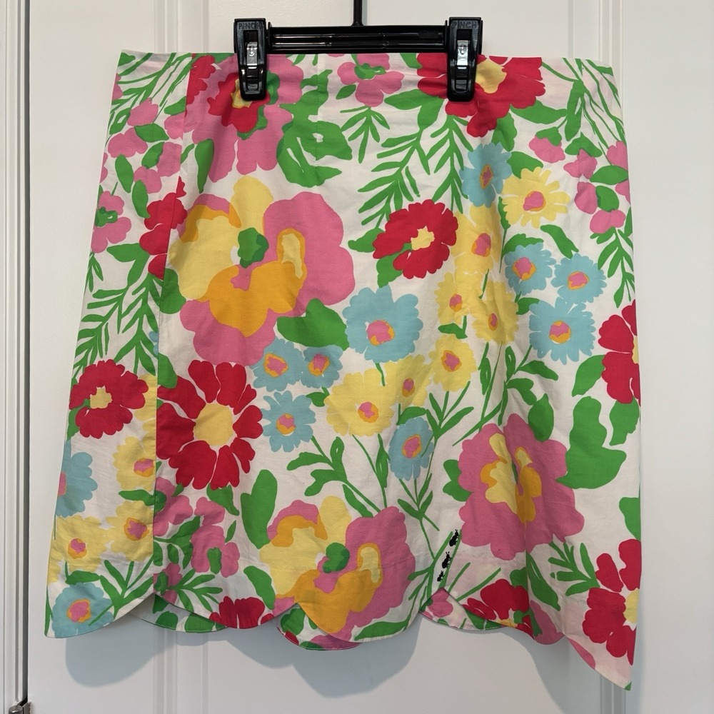 Lilly Pulitzer Resort White Big Garden By the Sea Lynnie Scalloped Skirt Size 10
